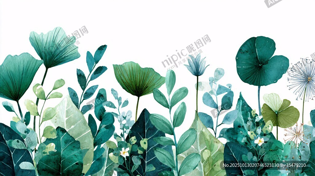 清新绿植花卉边框图案