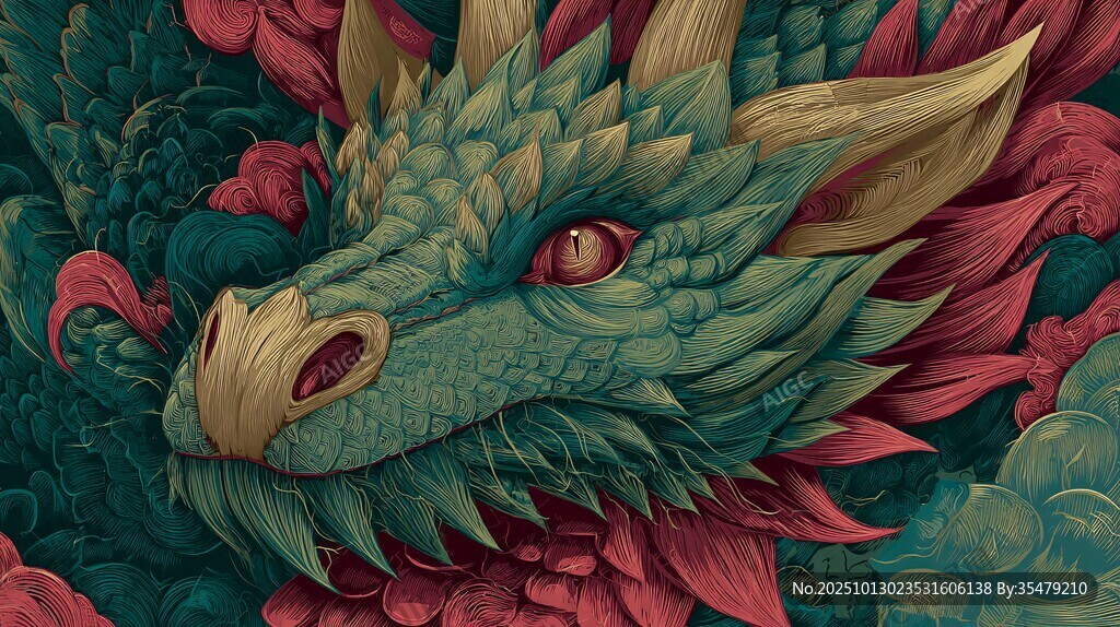 奇幻龙首插画 色彩绚丽