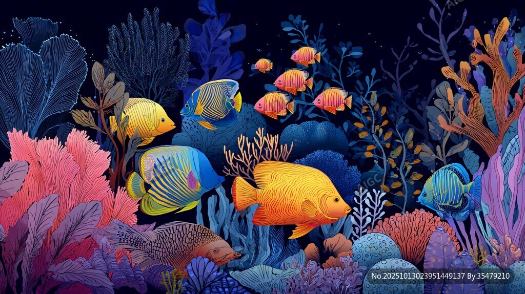 梦幻海底世界多彩鱼群