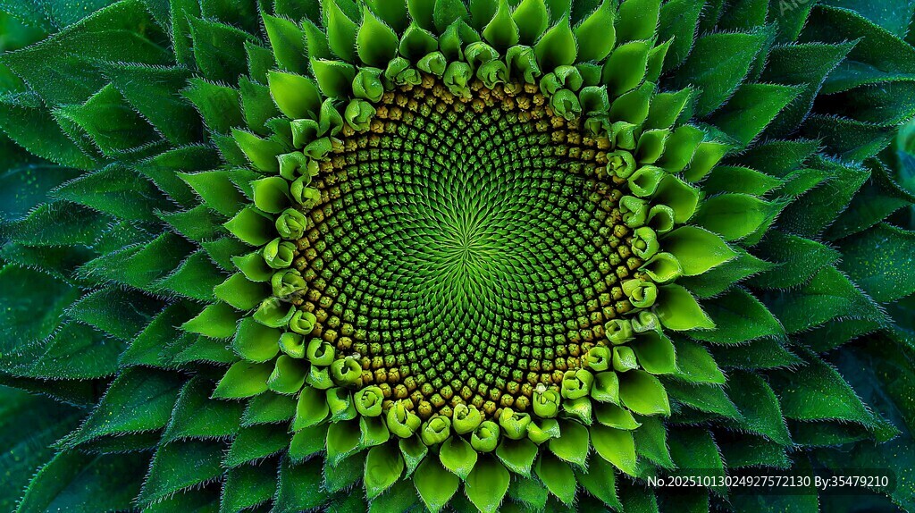 绿色螺旋植物图案特写