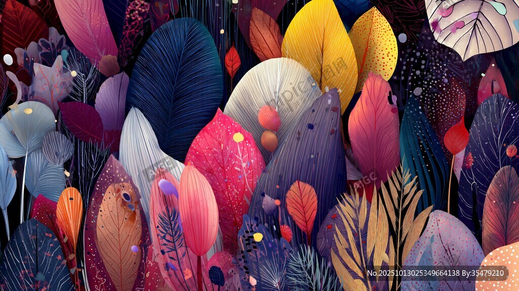 梦幻多彩植物插画世界