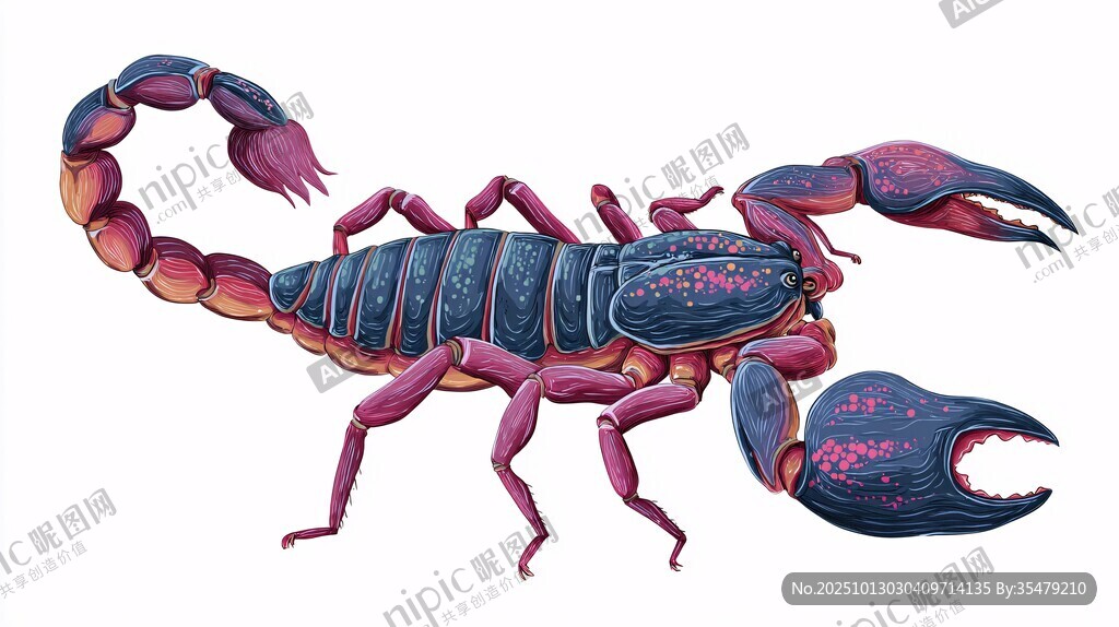 梦幻色彩的神秘蝎子插画