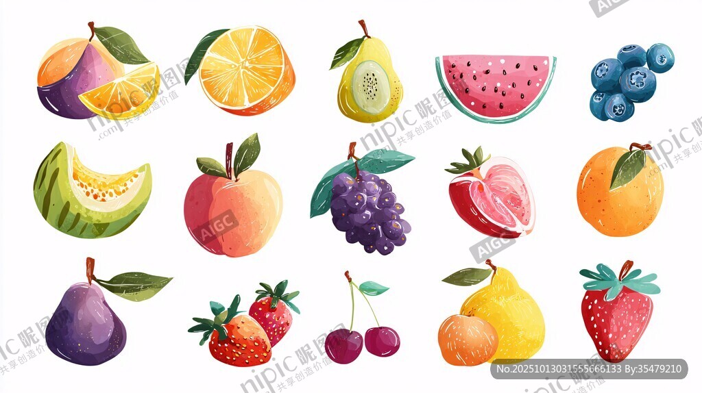 缤纷水果插画集合