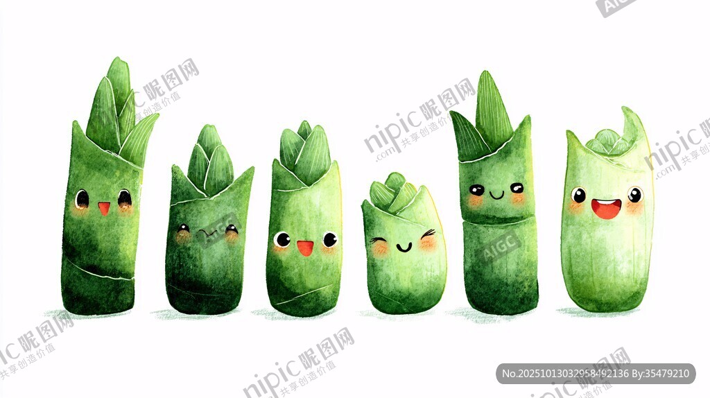 可爱卡通竹笋萌动登场