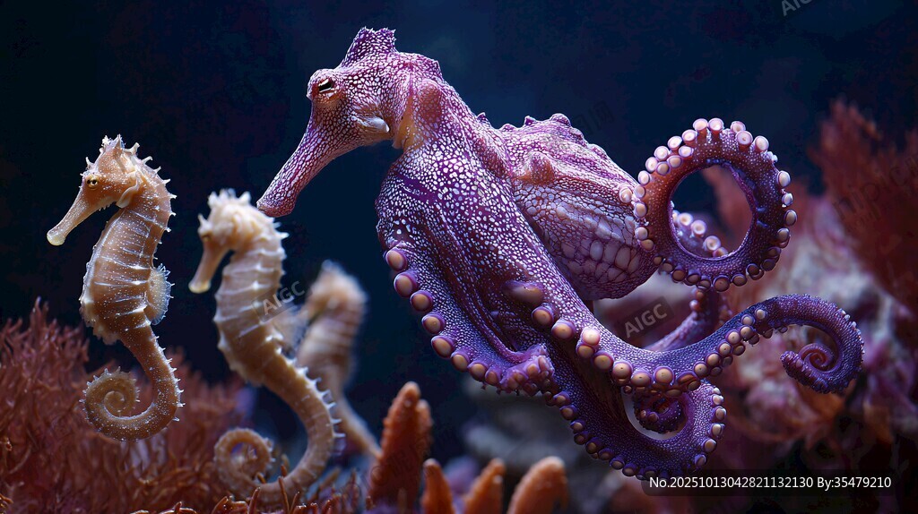 海底奇妙生物 章鱼与海马