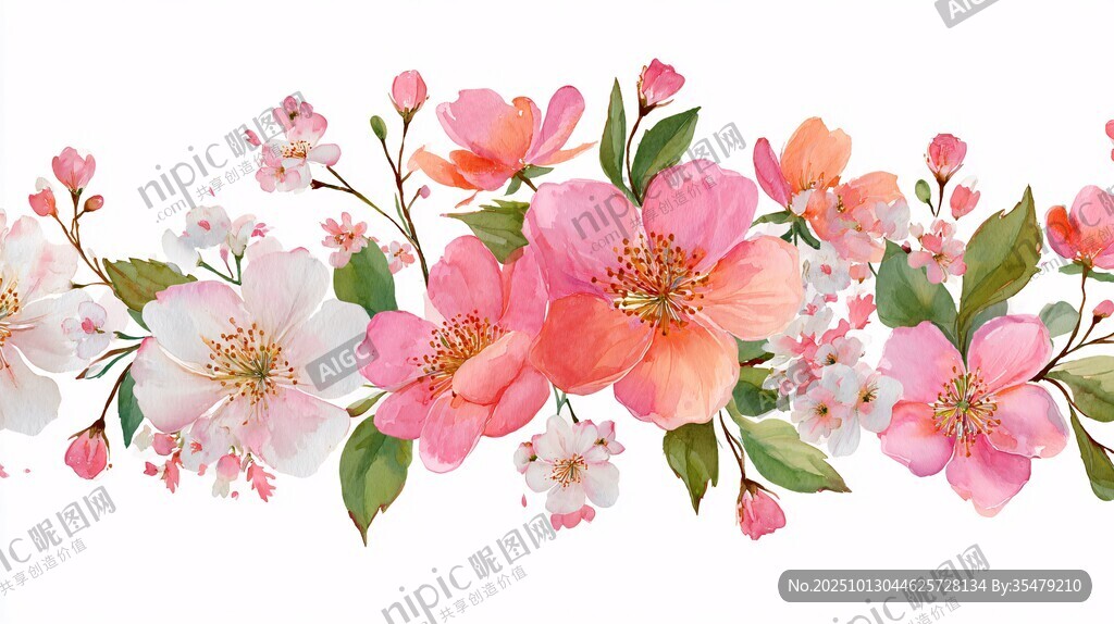粉色花卉边框图案