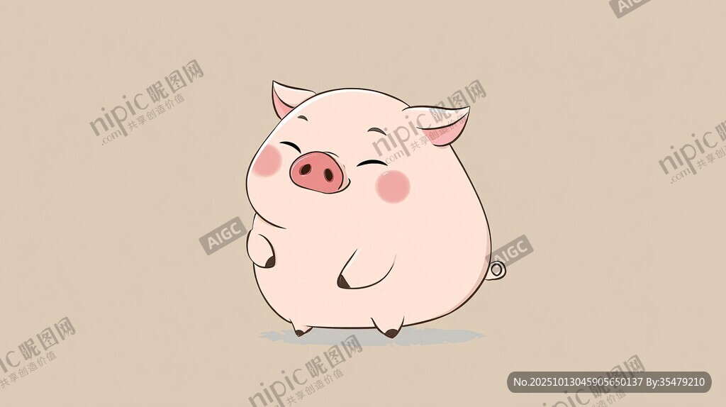 可爱微笑小猪卡通形象