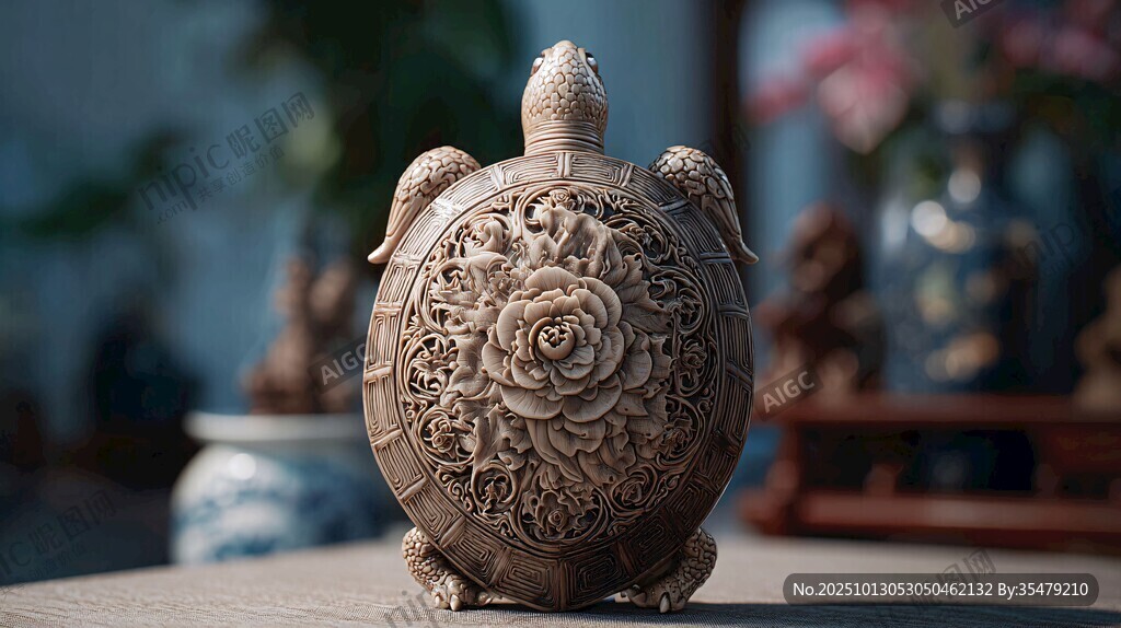雕花龟形摆件 工艺精巧