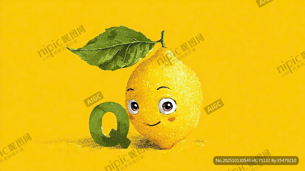 可爱柠檬Q字母插画