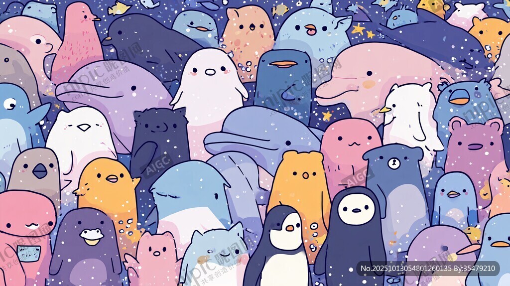 可爱卡通海洋生物大集合