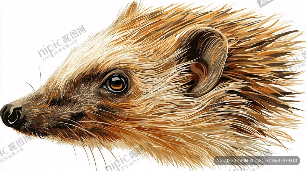 刺猬头部特写插画