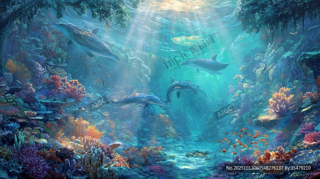 梦幻海底世界与海豚共舞