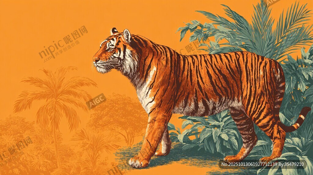 漫步丛林的斑斓猛虎