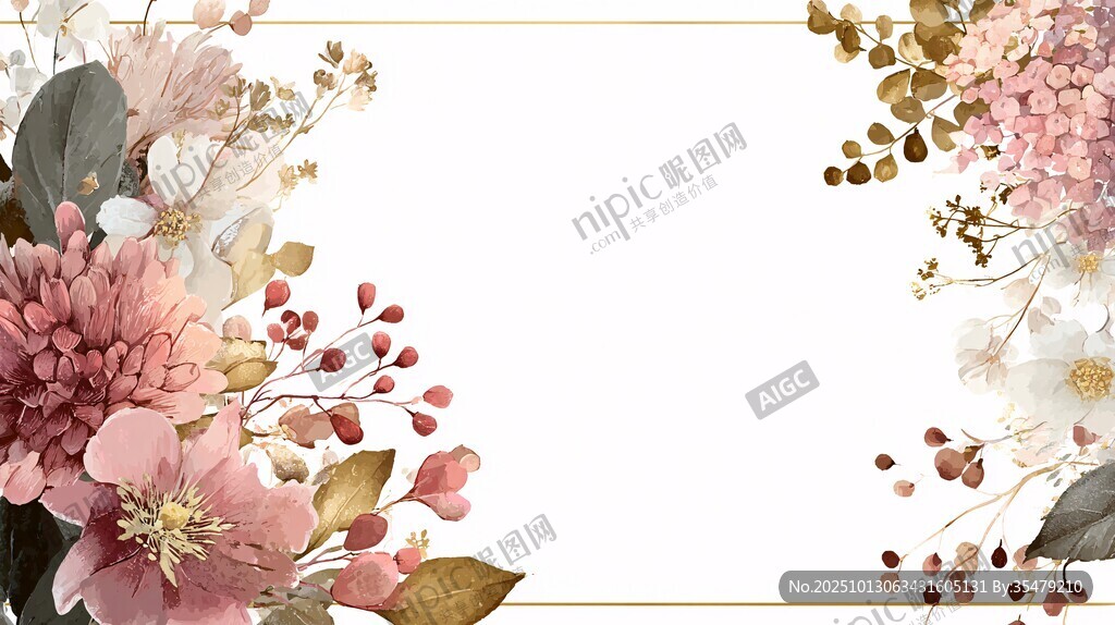 浪漫花卉边框装饰图案