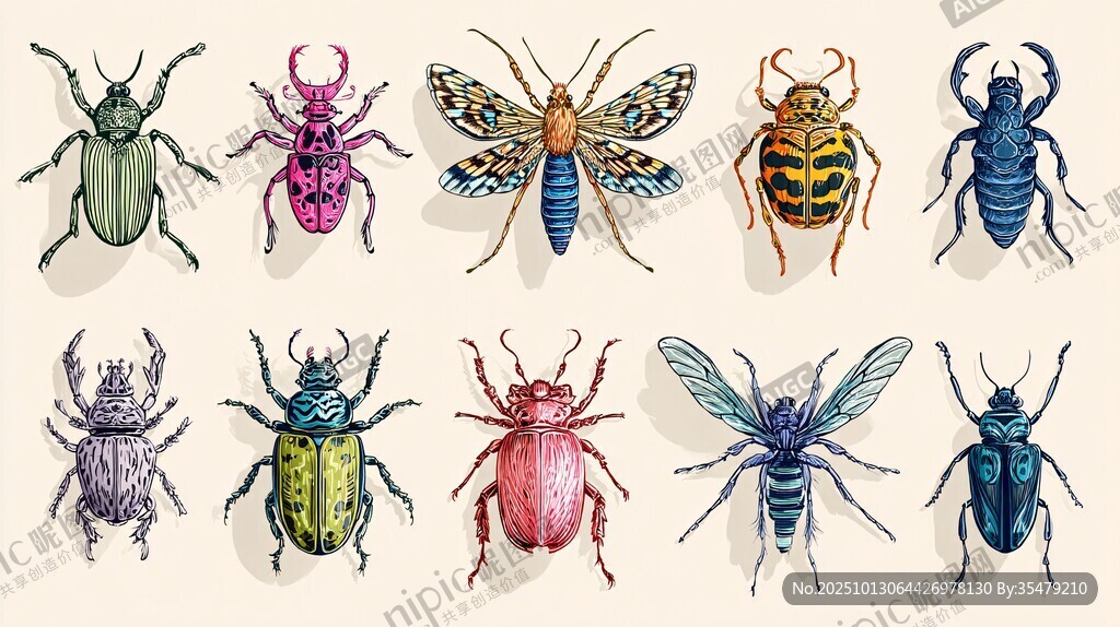 多彩昆虫插画集合