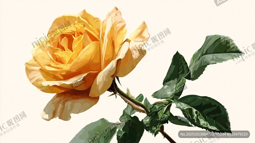 金黄娇艳单枝月季花