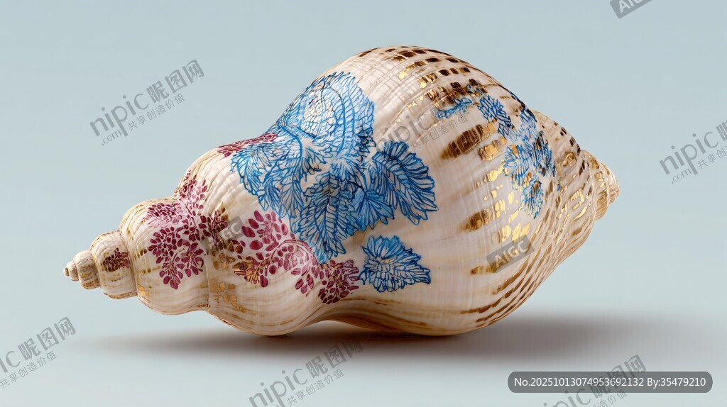 彩绘海螺 精致海洋艺术品