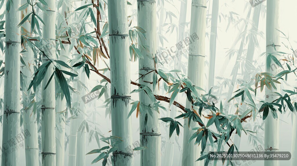 雾中竹林 清新自然之景