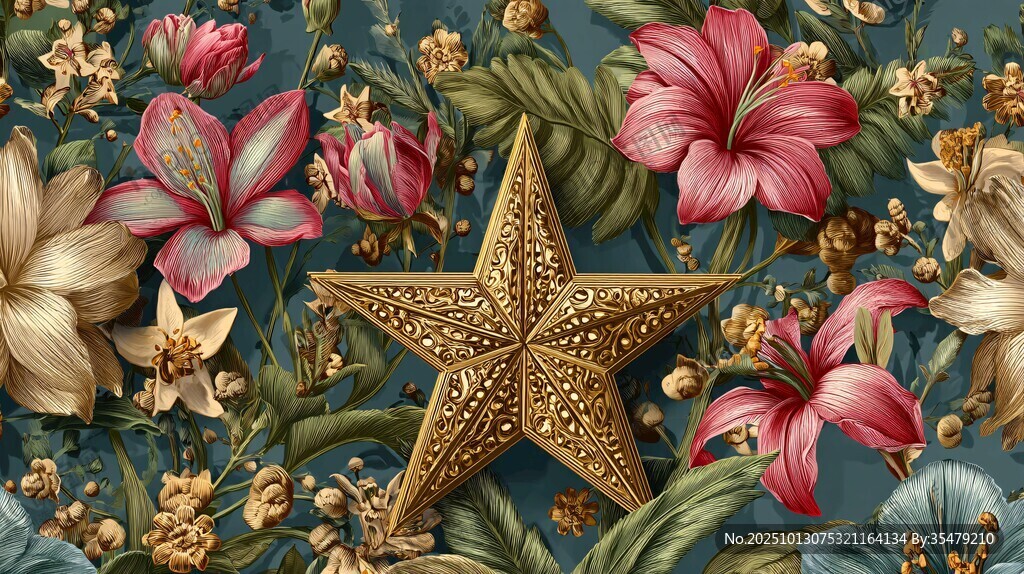 海星与繁花交织的梦幻图景