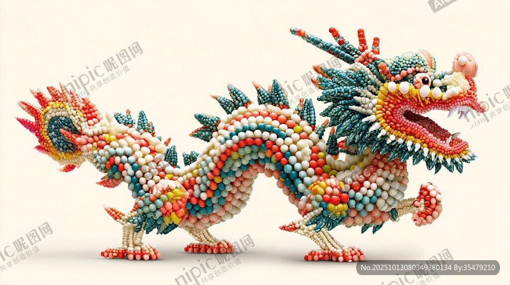 彩色珠串工艺龙摆件