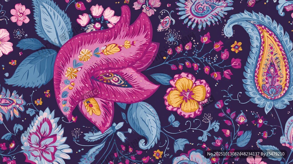 绚丽佩斯利花纹图案设计