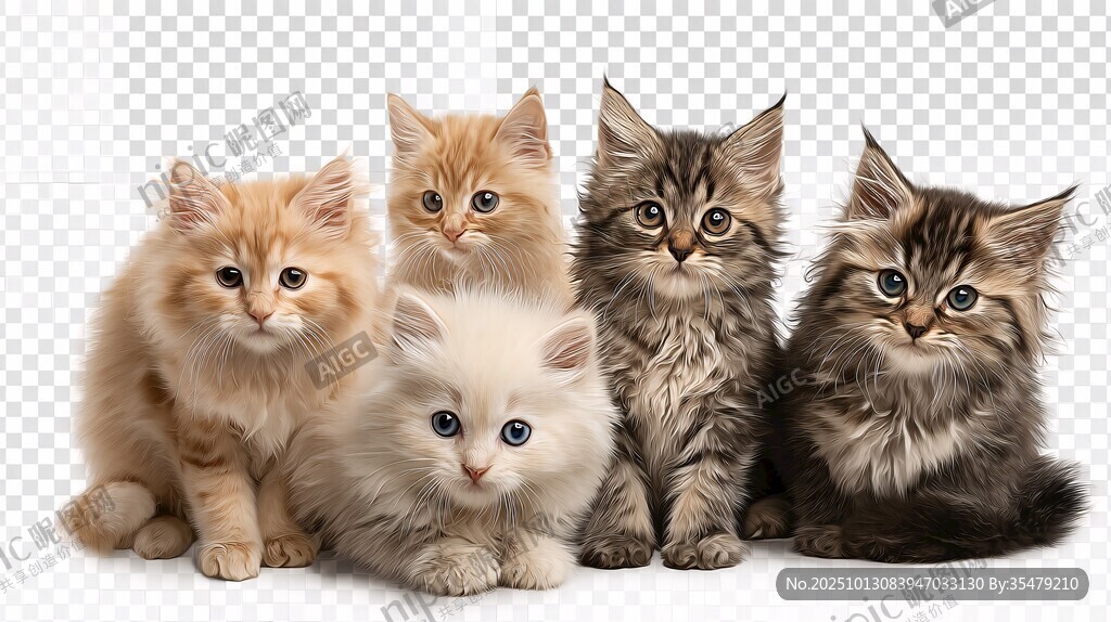 五只可爱各异的小猫咪
