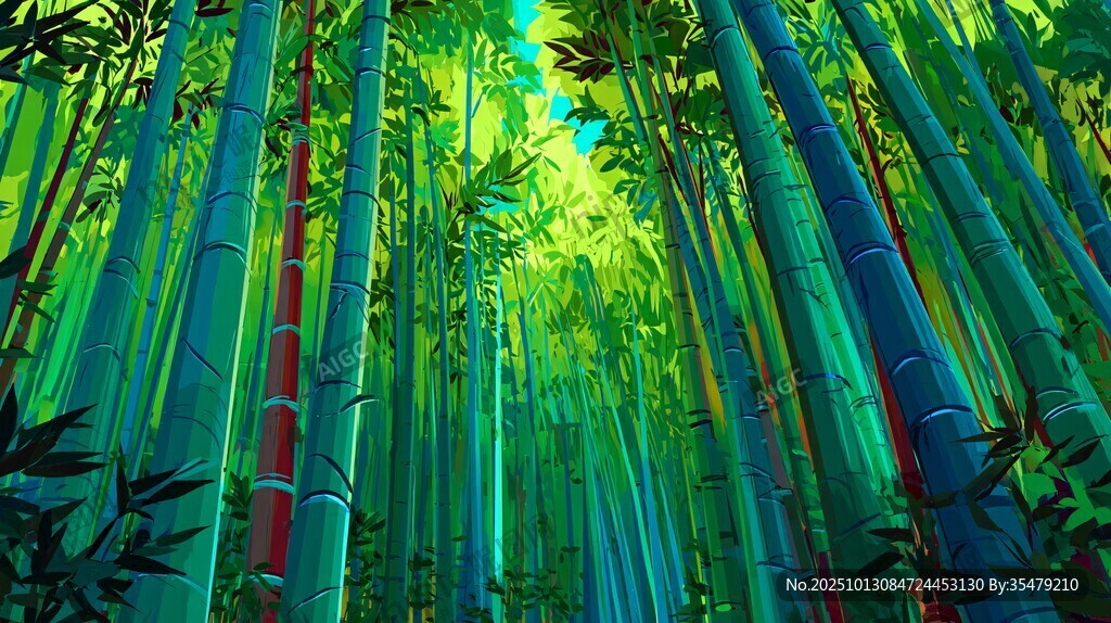 梦幻绚丽的竹林风光