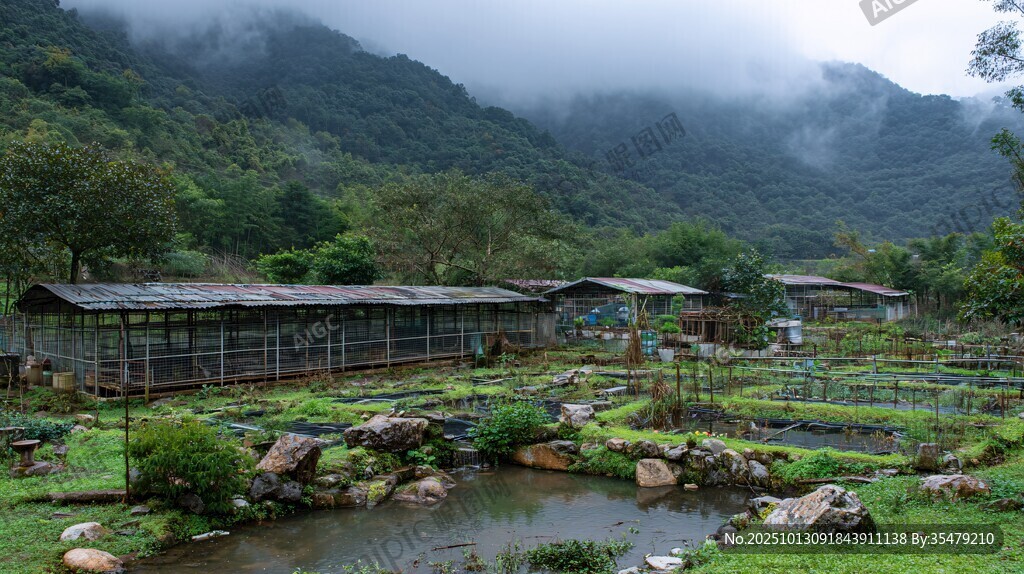 山间田园风光 静谧农舍景致
