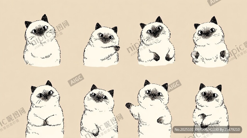 可爱猫咪多样表情插画