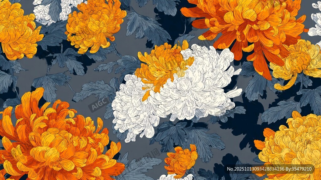 菊花花卉图案背景设计