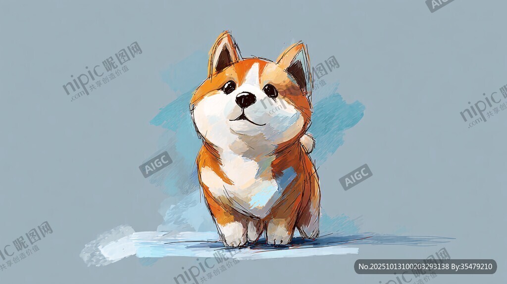 可爱柯基插画