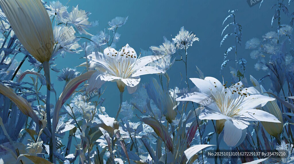梦幻蓝调百合花海