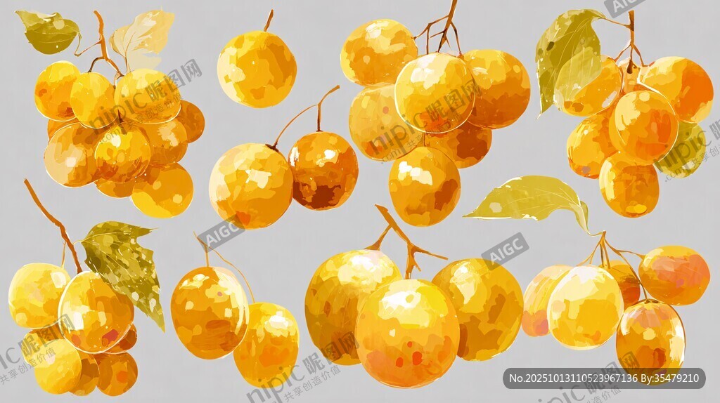 水彩风黄樱桃插画素材