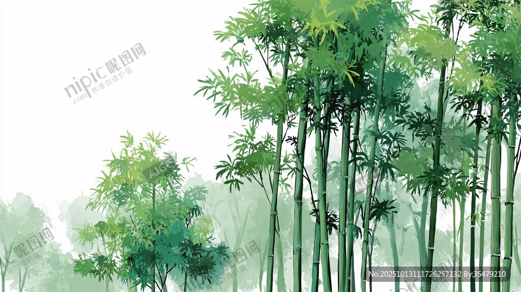 清幽竹林水墨风意境图