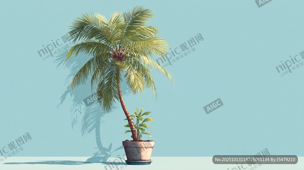 盆栽棕榈树 清新绿植景象