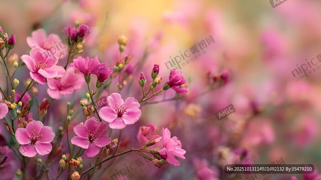 梦幻粉色小花绽放瞬间