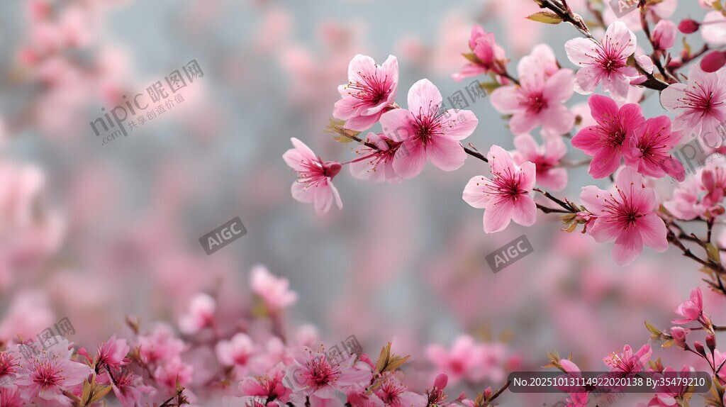 春日烂漫桃花绽放枝头