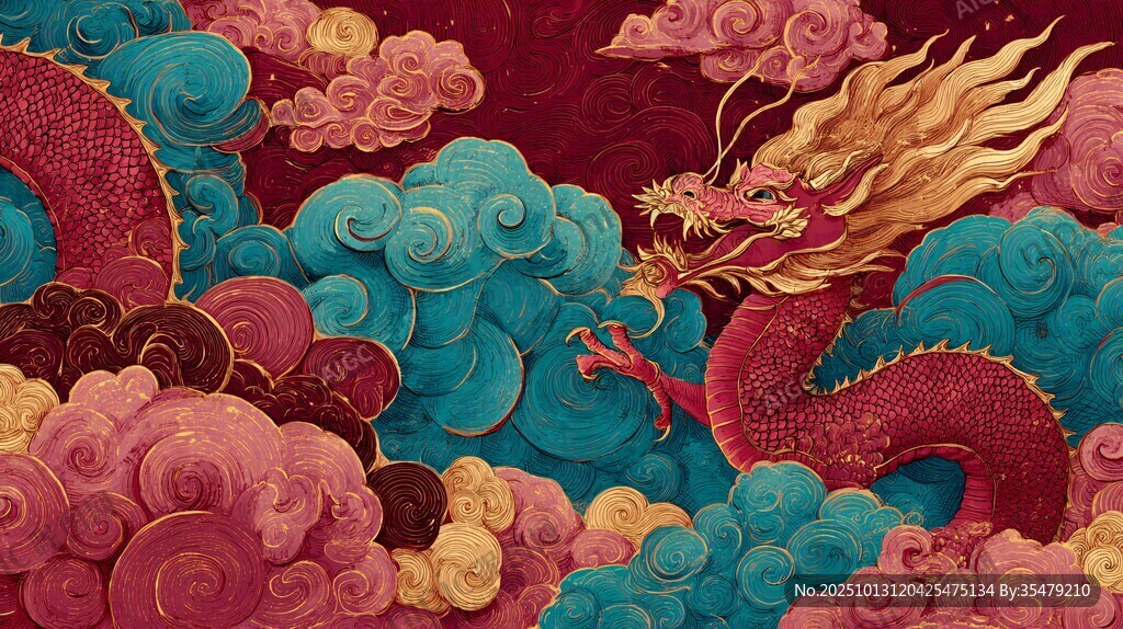 祥龙戏云图