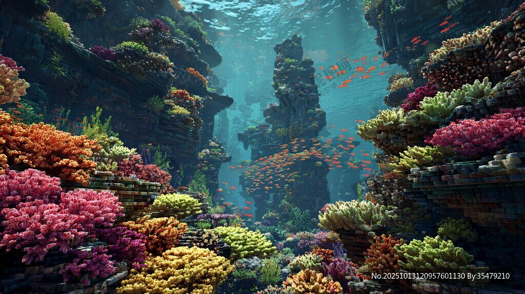 梦幻海底珊瑚礁景观