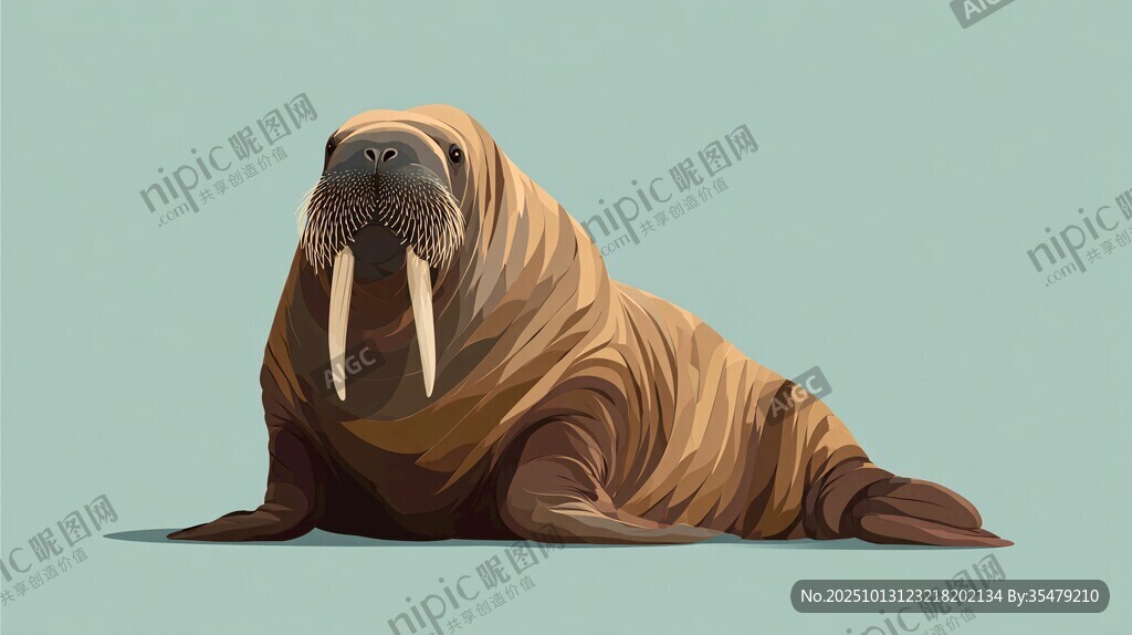 海象插画 憨态可掬的海洋生物