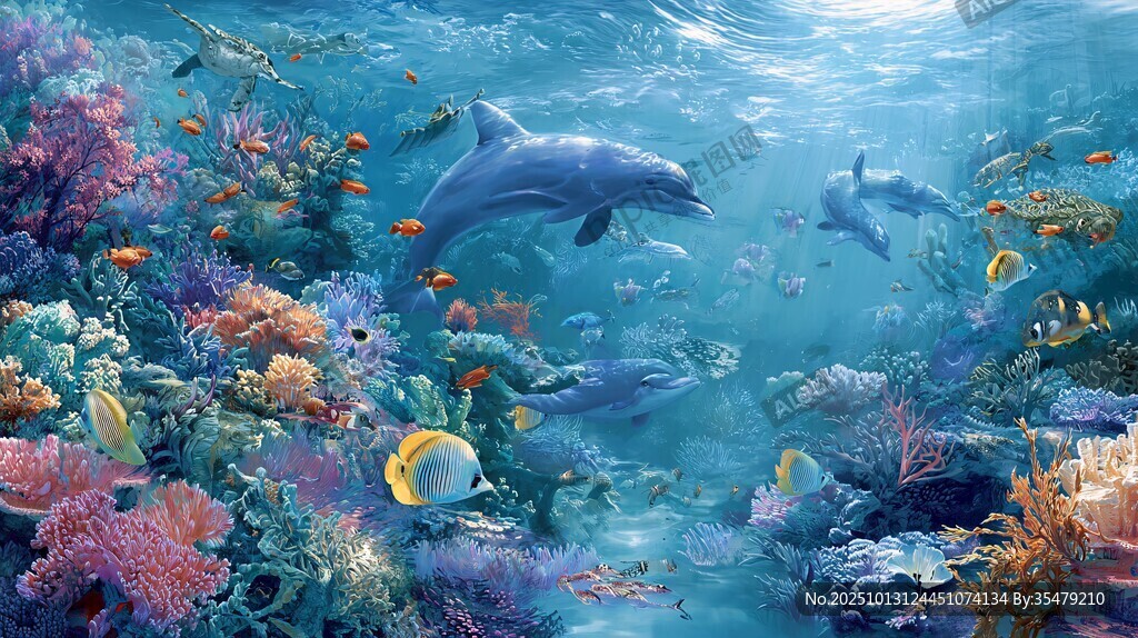 梦幻海底世界 海豚与鱼共舞