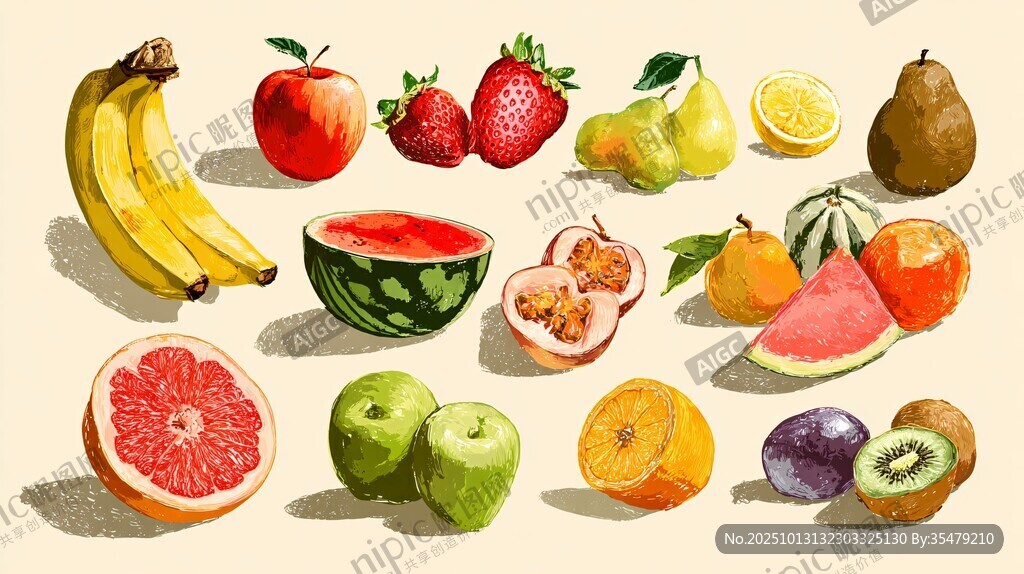 多彩水果插画集合