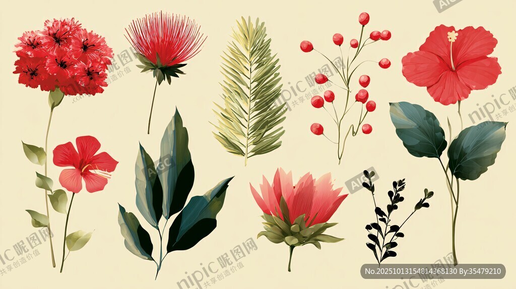 水彩风花卉植物插画集