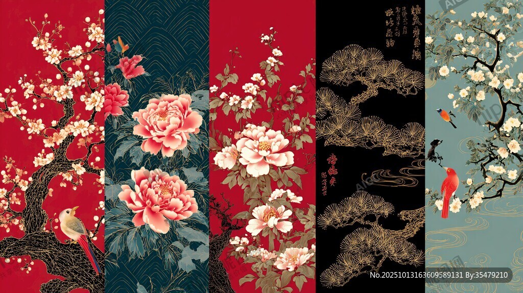 中式花卉古风图案集合