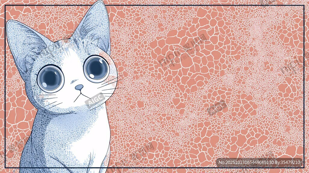 可爱猫咪插画 橙色背景