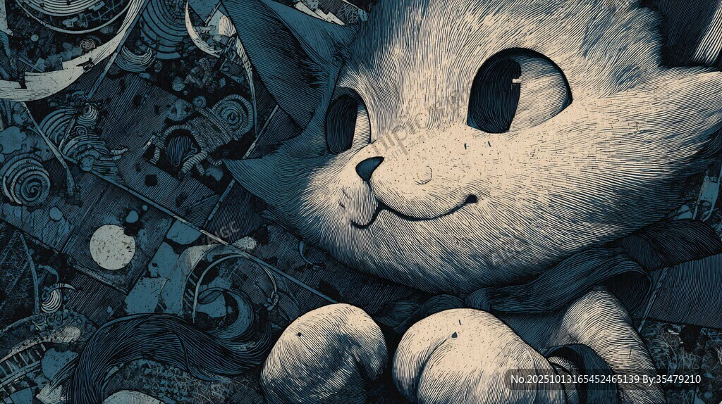 可爱卡通猫的奇幻背景世界