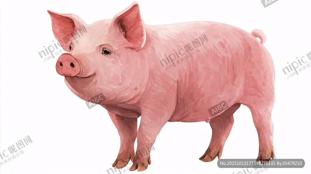 可爱粉色小猪插画形象
