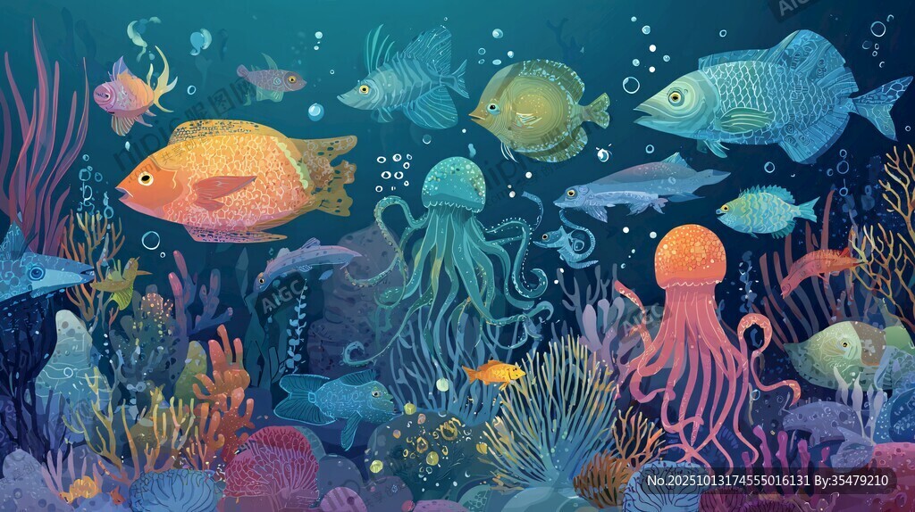 梦幻海底世界的多彩生物
