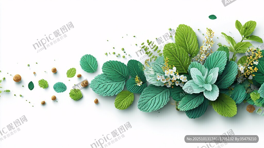 清新绿植花卉装饰图案