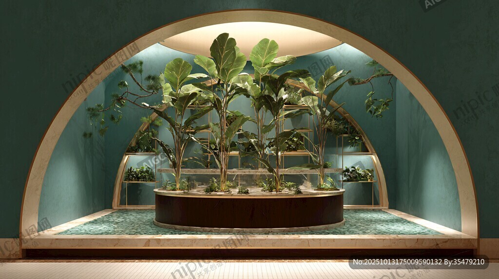 室内拱形绿植景观展示